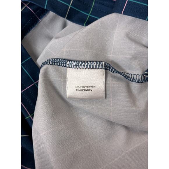 Peter Millar Polo Shirt Medium Mens Summer Comfort Blue Windowpane Golf - Picture 8 of 8